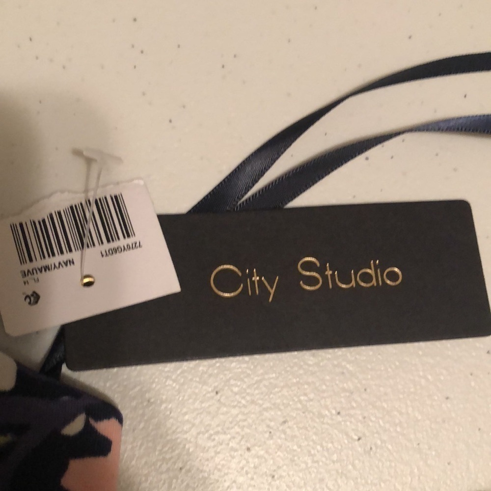 City Studio fit and flare black dress with pink, sz7 - Picture 6 of 6